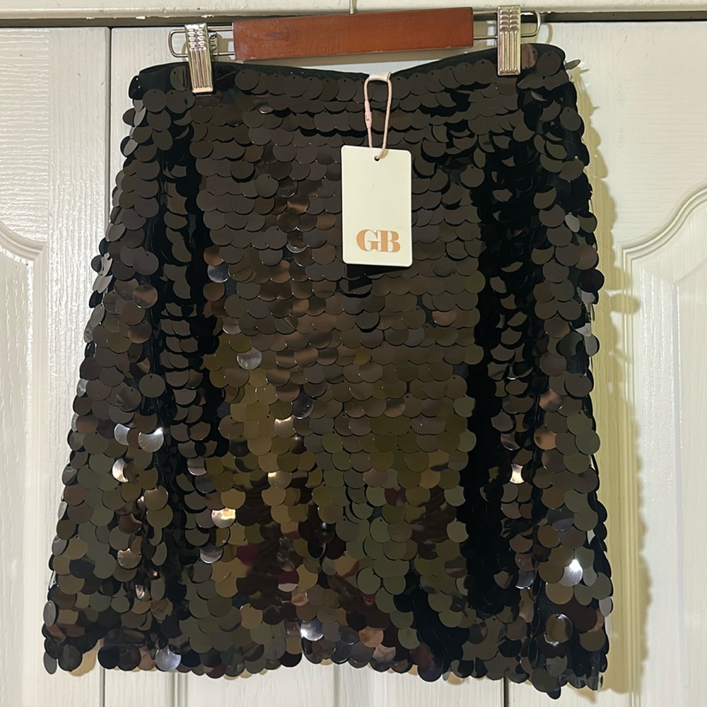 GB black sequin mini skirt